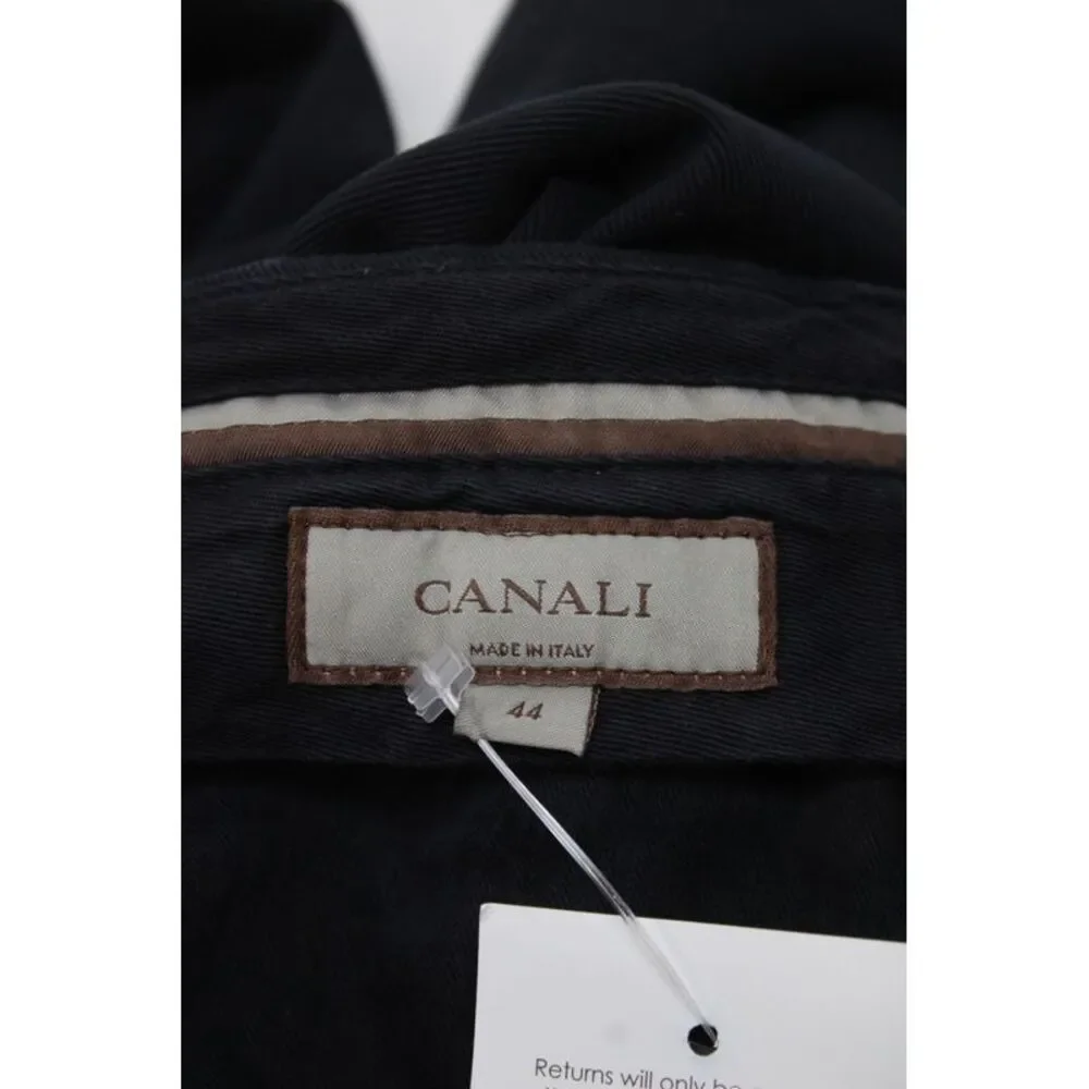 Canali Mens Chino Pants Black Button Cotton Size 44